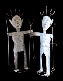 Exu-Mulher e Exu-Homen, tin and other metal, 1990's