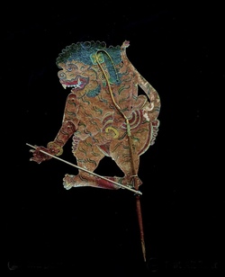 Antique shadow puppet/wayang kulit, Java Indonesia