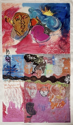 Untitled ("14th Street"), mixed media on canvas, 1998