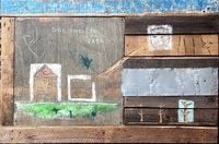 Untitled 7 (Dios Cuida tu Casa), mixed media on wood, 2009, 31x47" 