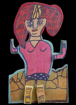 Untitled (Girl), wood and paint, 1998