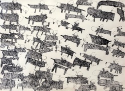Donald  Mitchell, Horses, marker on paper, 1998
