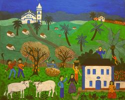 Jose Pinto,Cocoa Bean Harvest,acrylic on canvas, 15x18				15x18			 600