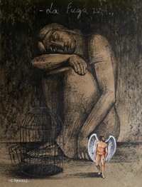 La Fuga IV, charcoal and ink on paper, 2008