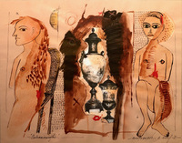 Coleccionistas, mixed media on paper, 2007	