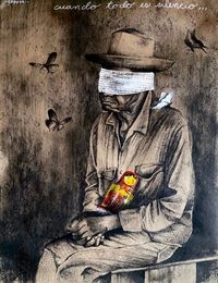 Cuando Todo es Silencio, mixed media on paper, 2008