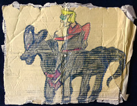 Miguel Ramon Morales Diaz, Untitled 1, pencil, crayon, found cardboard